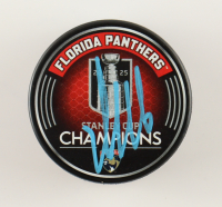 Aleksander Barkov Signed Panthers 2025 Stanley Cup Champions Logo Hockey Puck (Beckett) at PristineAuction.com