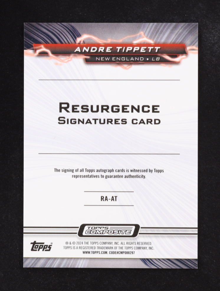 Andre Tippett 2024 Topps Resurgence Signatures Card Autograph #RA-AT at PristineAuction.com Andre Tippett 2024 Topps Resurgence Signatures Card Autograph #RA-AT at PristineAuction.com