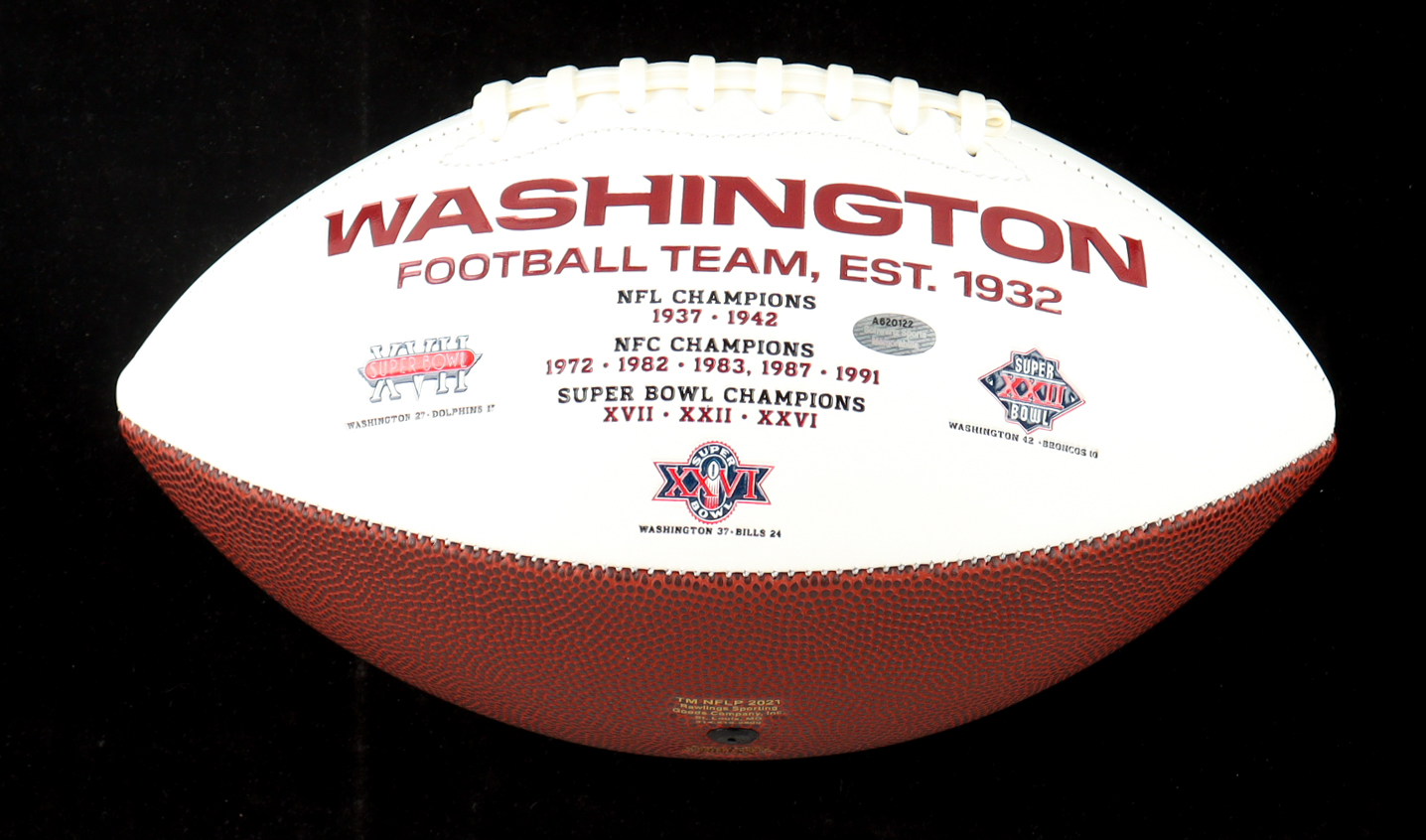 Mark Moseley Signed Washington Logo Football Inscribed "MVP 82" (Schwartz) at PristineAuction.com Mark Moseley Signed Washington Logo Football Inscribed "MVP 82" (Schwartz) at PristineAuction.com