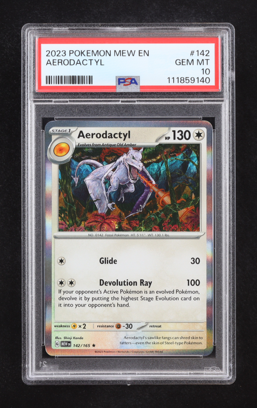 Aerodactyl 2023 Pokemon Scarlet and Violet 151 Reverse Foil #142 (PSA 10) at PristineAuction.com Aerodactyl 2023 Pokemon Scarlet and Violet 151 Reverse Foil #142 (PSA 10) at PristineAuction.com