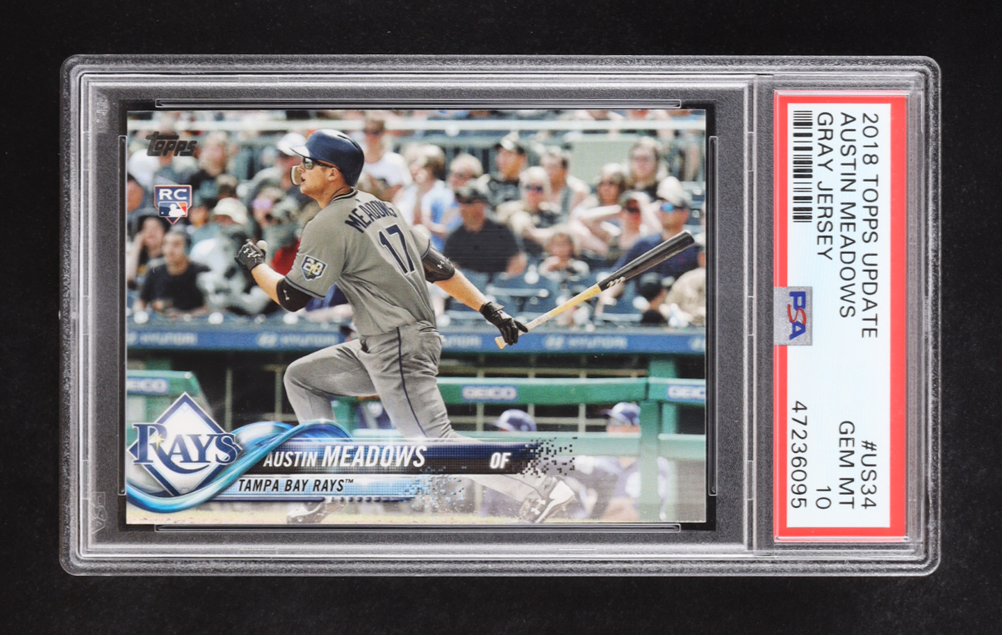Austin Meadows 2018 Topps Update Gray Jersey #US34 RC (PSA 10) at PristineAuction.com Austin Meadows 2018 Topps Update Gray Jersey #US34 RC (PSA 10) at PristineAuction.com