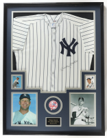 Mickey Mantle Signed Custom Framed Jersey Display with Sports Cards (PSA) at PristineAuction.com