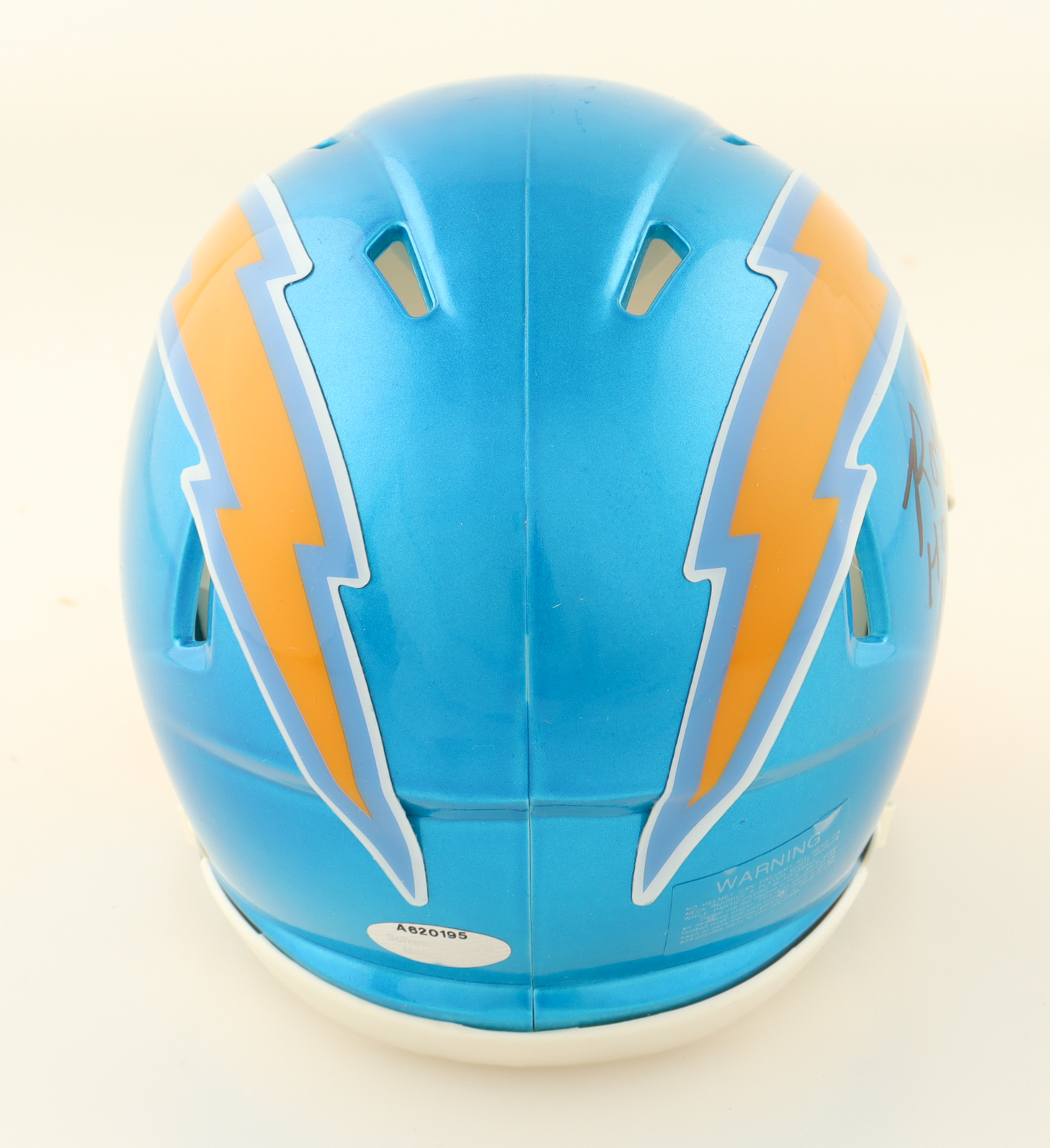 Ron Mix Signed Chargers Flash Alternate Speed Mini Helmet Inscribed "HOF 1979" (Schwartz) at PristineAuction.com Ron Mix Signed Chargers Flash Alternate Speed Mini Helmet Inscribed "HOF 1979" (Schwartz) at PristineAuction.com
