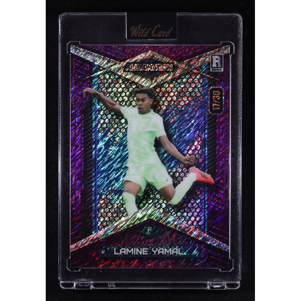 Lamine Yamal 2024 Wild Card Alumination Purple Shimmer #ABC-LY10 #17/30 RC at PristineAuction.com