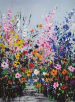 "Floral Fantasy" 24x32 Original Archival Ink on Rolled Canvas by Elena Vaisman #1/1 at PristineAuction.com