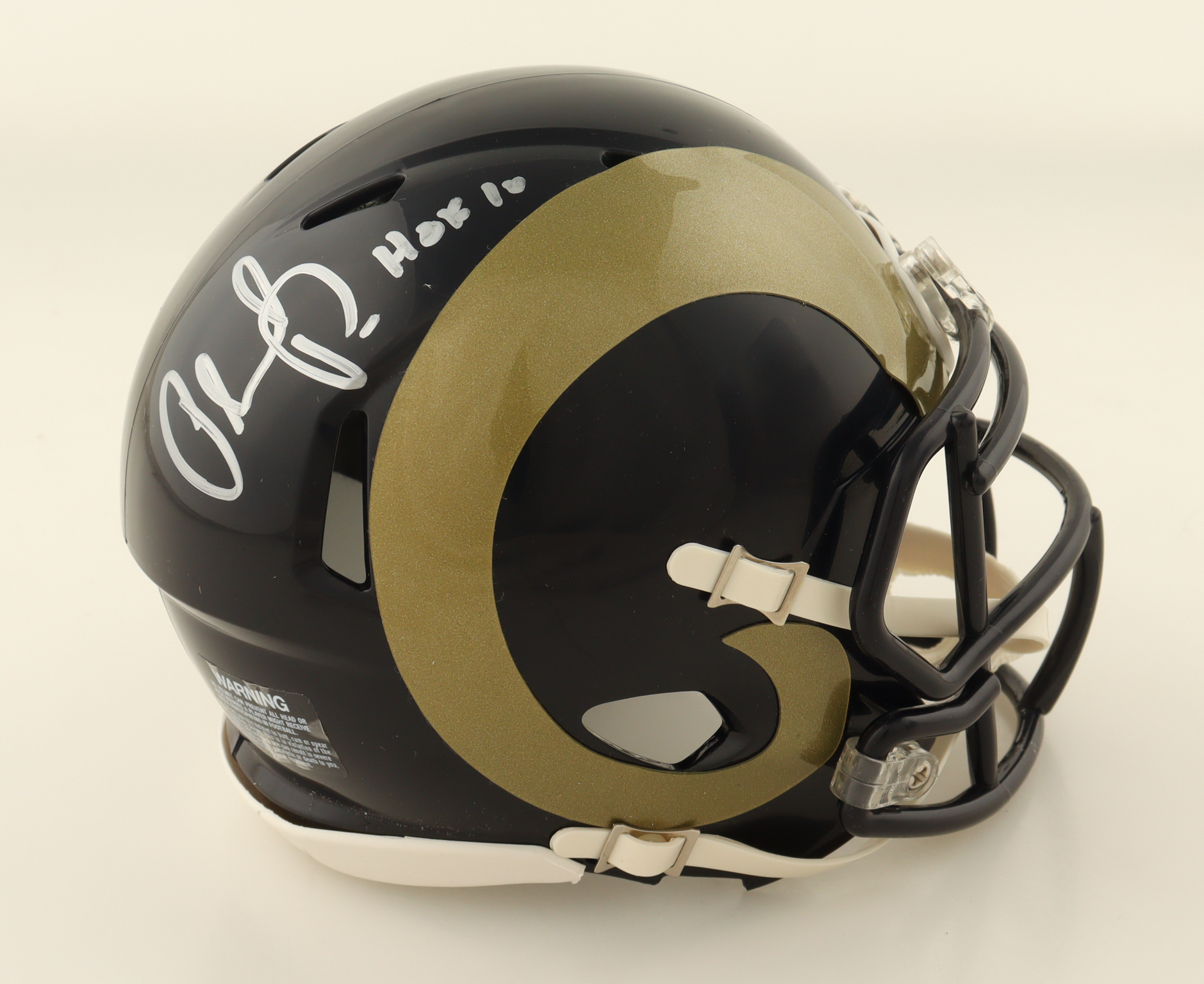 Orlando Pace Signed Rams Throwback Alternate Speed Mini Helmet Inscribed "HOF 16" (Schwartz) at PristineAuction.com Orlando Pace Signed Rams Throwback Alternate Speed Mini Helmet Inscribed "HOF 16" (Schwartz) at PristineAuction.com
