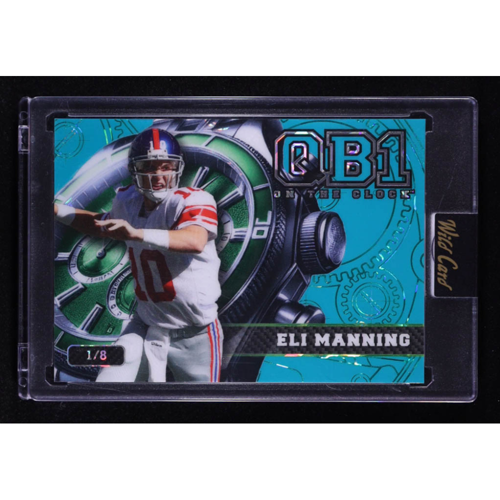 Eli Manning 2024 Wild Card QB1 On The Clock Teal Green Crystal #OCW-TL-EM1 #1/8 at PristineAuction.com