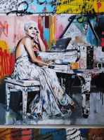 "Symphony of Color" 24x32 Original Archival Ink Spray Paint on Rolled Canvas by Elena Vaisman #1/1 at PristineAuction.com