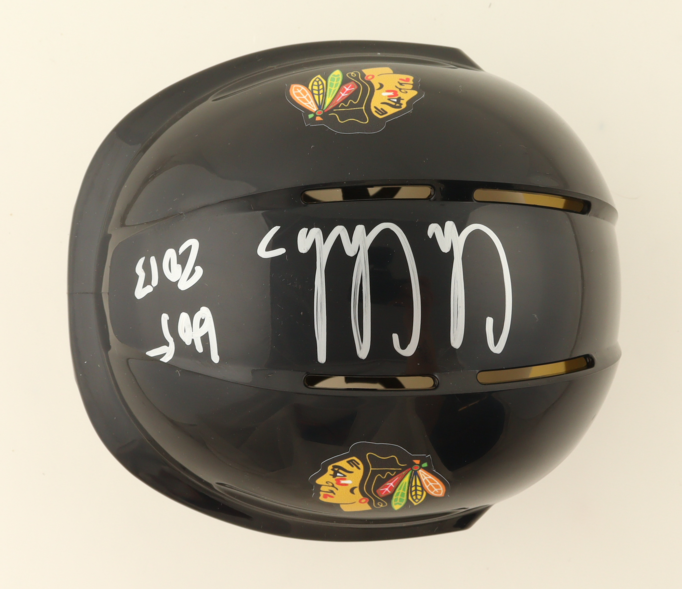 Chris Chelios Signed Blackhawks Mini Helmet Inscribed "HOF 2013" (Schwartz) at PristineAuction.com Chris Chelios Signed Blackhawks Mini Helmet Inscribed "HOF 2013" (Schwartz) at PristineAuction.com