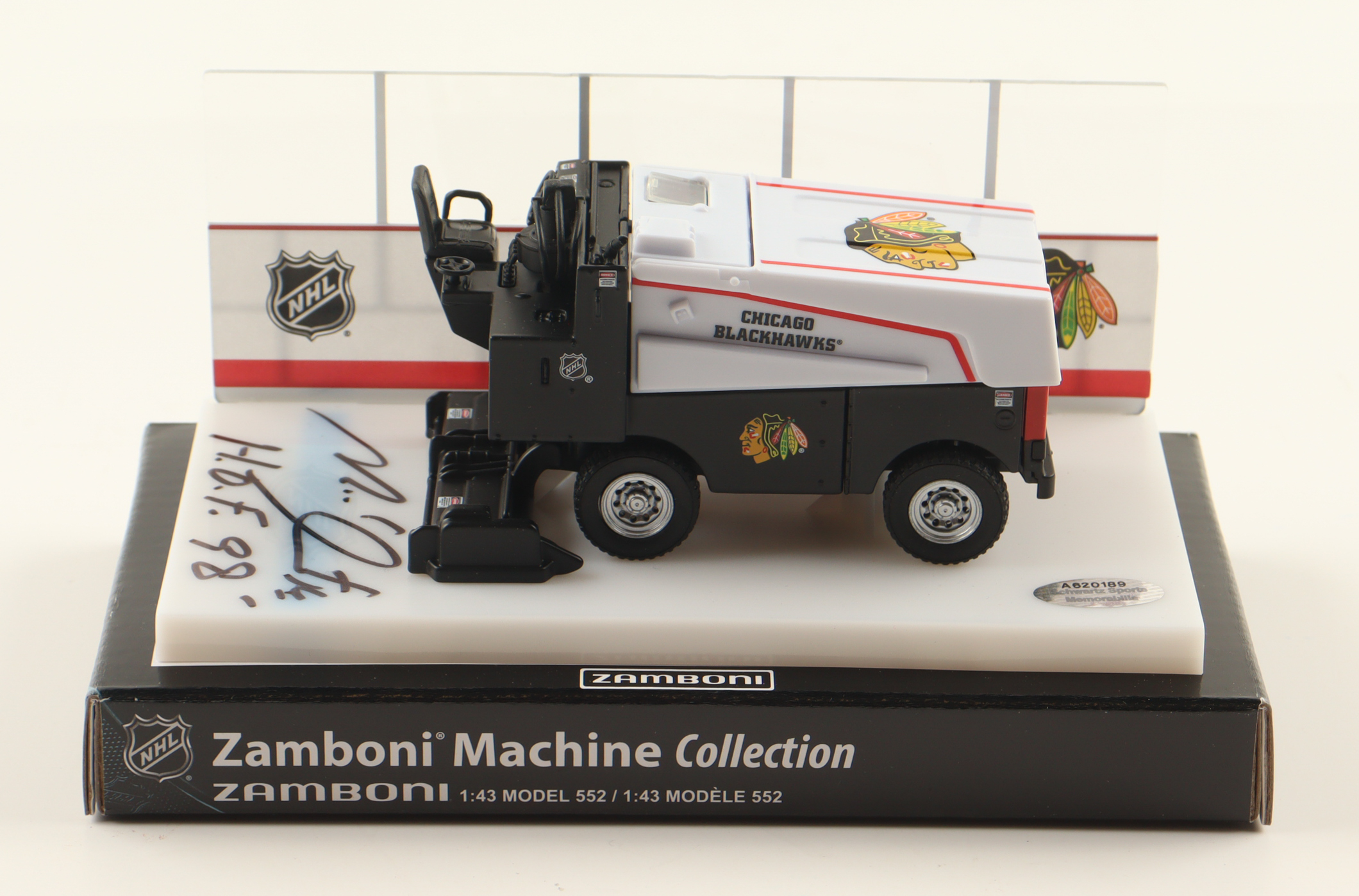 Michel Goulet Signed Blackhawks Mini Zamboni Inscribed "HOF 98" (Schwartz) at PristineAuction.com Michel Goulet Signed Blackhawks Mini Zamboni Inscribed "HOF 98" (Schwartz) at PristineAuction.com
