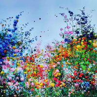 "Nature's Embrace" 32x32 Original Acrylic Archival Ink Painting on Rolled Canvas by Elena Vaisman #1/1 at PristineAuction.com