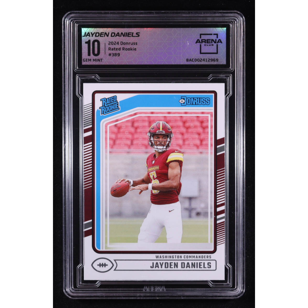 Jayden Daniels 2024 Donruss Rated Rookie #389 RC (Arena 10) at PristineAuction.com