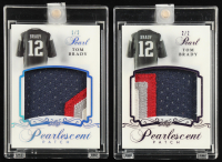 Tom Brady Set of (2) 2017 Leaf Pearl Pearlescent Patch Game-Used Memorabilia Platinum #PP30 #1/2 & #2/2 at PristineAuction.com