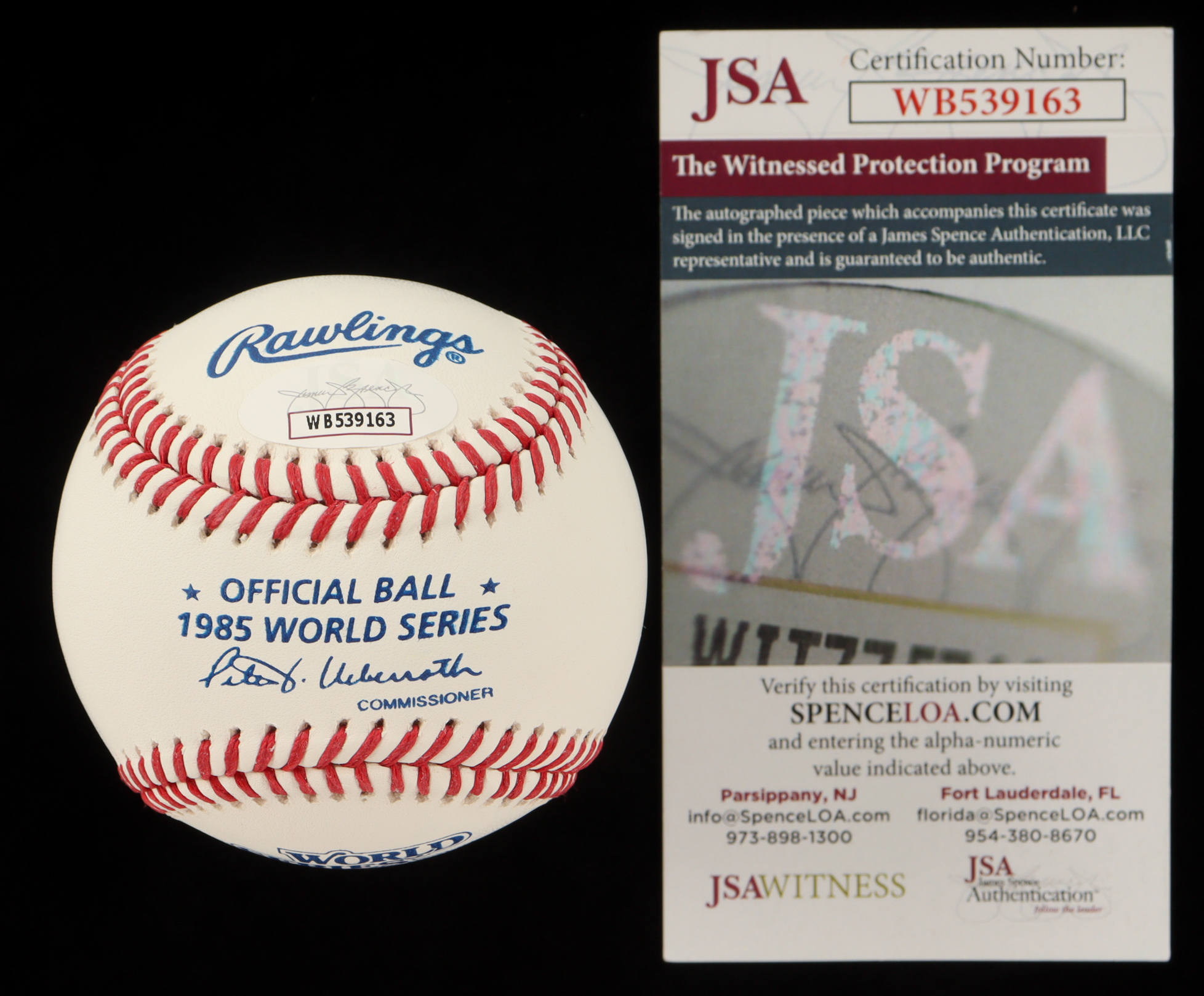 Bret Saberhagen Signed 1985 World Series Logo Baseball Inscribed "85 W.S. M.V.P." (JSA) at PristineAuction.com Bret Saberhagen Signed 1985 World Series Logo Baseball Inscribed "85 W.S. M.V.P." (JSA) at PristineAuction.com