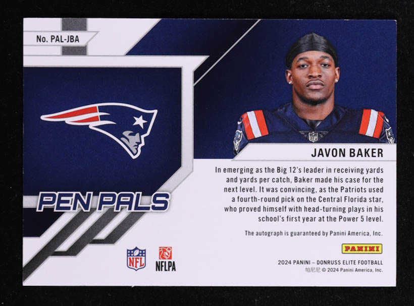 Javon Baker 2024 Elite Pen Pals Green Ink #39 RC at PristineAuction.com Javon Baker 2024 Elite Pen Pals Green Ink #39 RC at PristineAuction.com