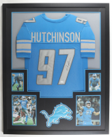 Aiden Hutchinson Signed Lions Custom Framed Jersey Display (JSA) at PristineAuction.com