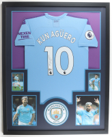 Sergio Kun Agüero Signed Manchester City Custom Framed Jersey Display (Beckett) at PristineAuction.com