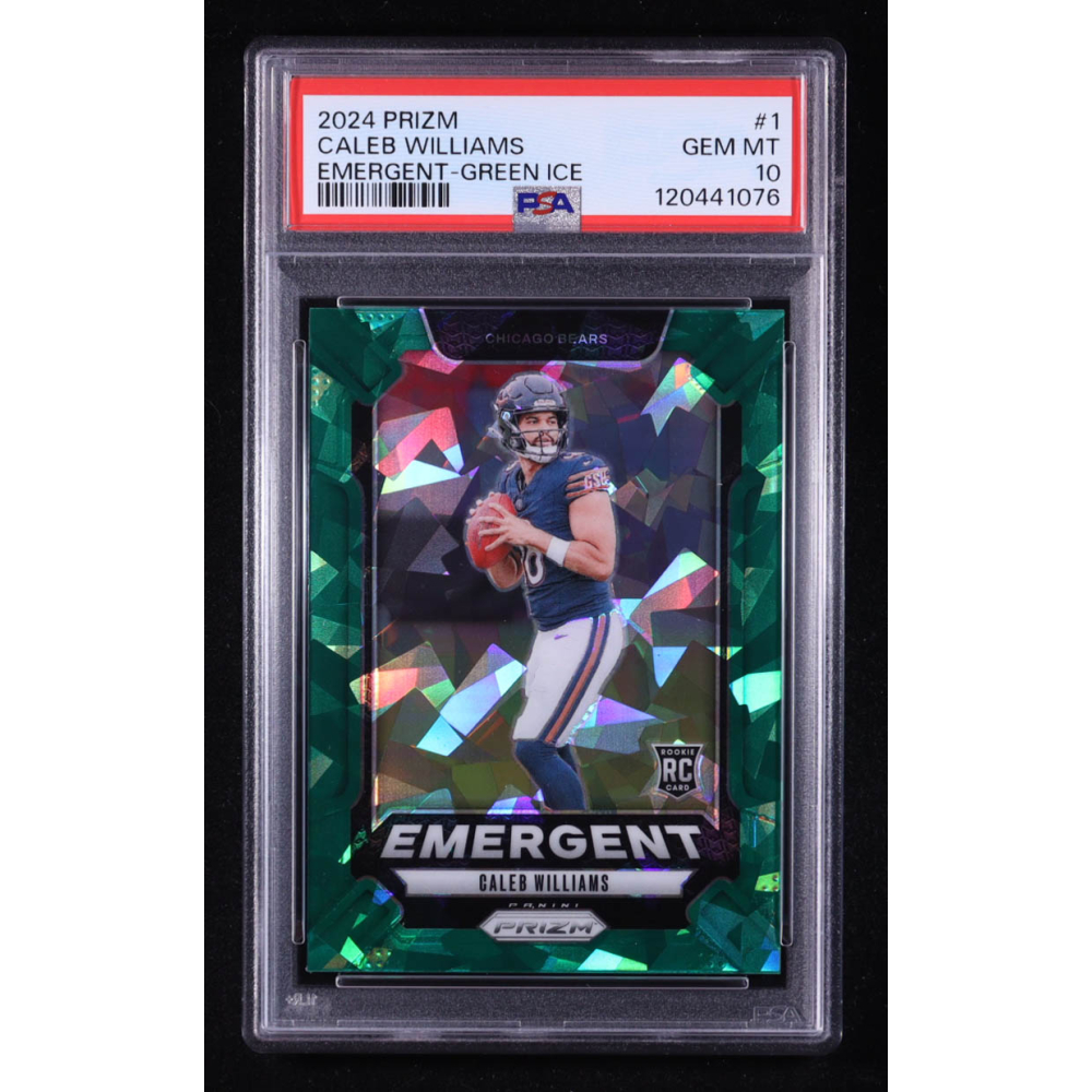 Caleb Williams 2024 Prizm Emergent Green Ice #1 RC (PSA 10) at PristineAuction.com