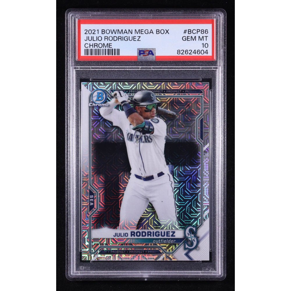 Julio Rodriguez 2021 Bowman Chrome Mega Box Prospects Refractors #BCP86 RC (PSA 10) at PristineAuction.com
