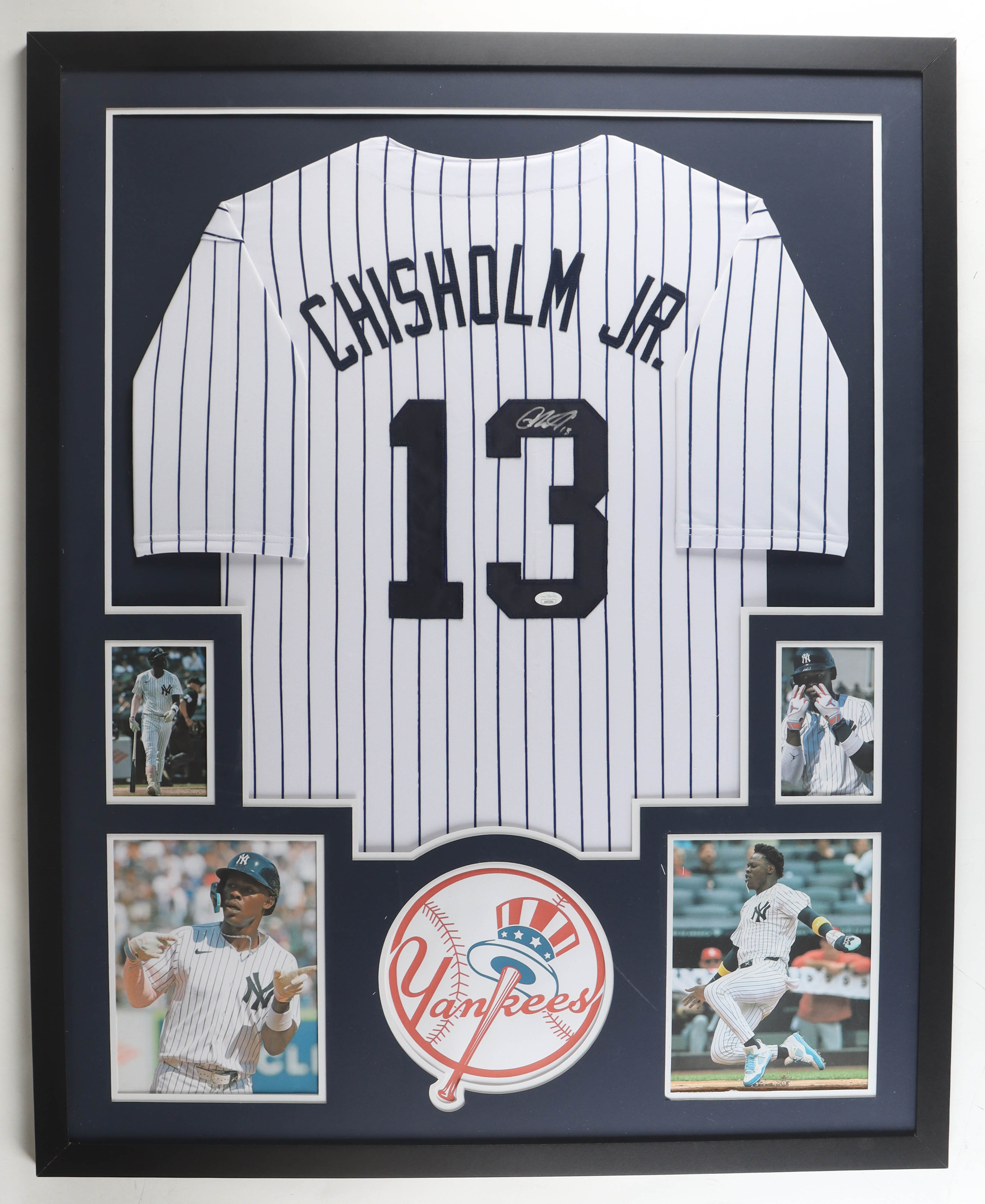 Jazz Chisholm Jr. Signed Yankees Custom Framed Jersey Display (JSA) at PristineAuction.com Jazz Chisholm Jr. Signed Yankees Custom Framed Jersey Display (JSA) at PristineAuction.com