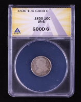 1830 Capped Bust Silver 10C Dime, JR-6 (ANACS G6) at PristineAuction.com