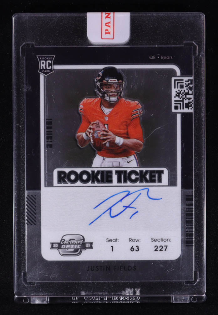 Justin Fields 2021 Panini Contenders Optic Rookie Ticket Variation Autographs #108 RC at PristineAuction.com Justin Fields 2021 Panini Contenders Optic Rookie Ticket Variation Autographs #108 RC at PristineAuction.com