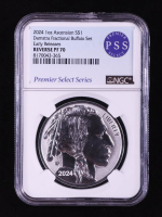 2024 Ascension Island $1 Damstra Buffalo Set, Early Releases - 1oz .999 Silver Coin (NGC Reverse PF70) at PristineAuction.com