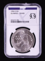 1996-D Olympic Tennis Commemorative Silver $1 Dollar (NGCX MS 9.9) at PristineAuction.com