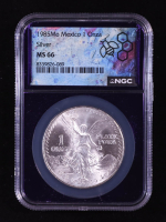 1985-Mo Mexico Silver 1 Onza (NGC MS66) at PristineAuction.com