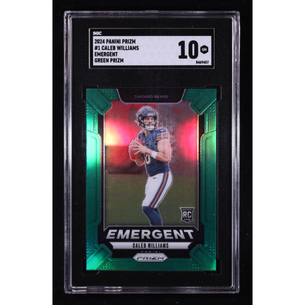 Caleb Williams 2024 Panini Prizm Emergent Prizms Green #1 RC (SGC 10) at PristineAuction.com