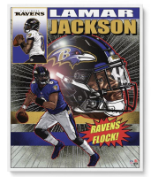 Lamar Jackson Ravens 16x20 Brian Kong Print at PristineAuction.com