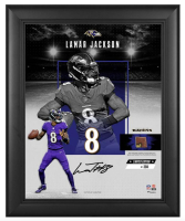 Lamar Jackson LE Ravens "Impact Collage" Custom Framed Photo at PristineAuction.com