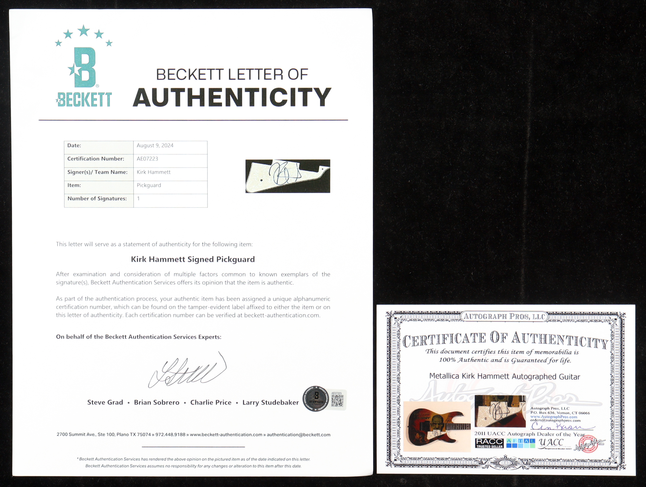 Kirk Hammett Signed Custom Electric Guitar (Beckett) at PristineAuction.com Kirk Hammett Signed Custom Electric Guitar (Beckett) at PristineAuction.com