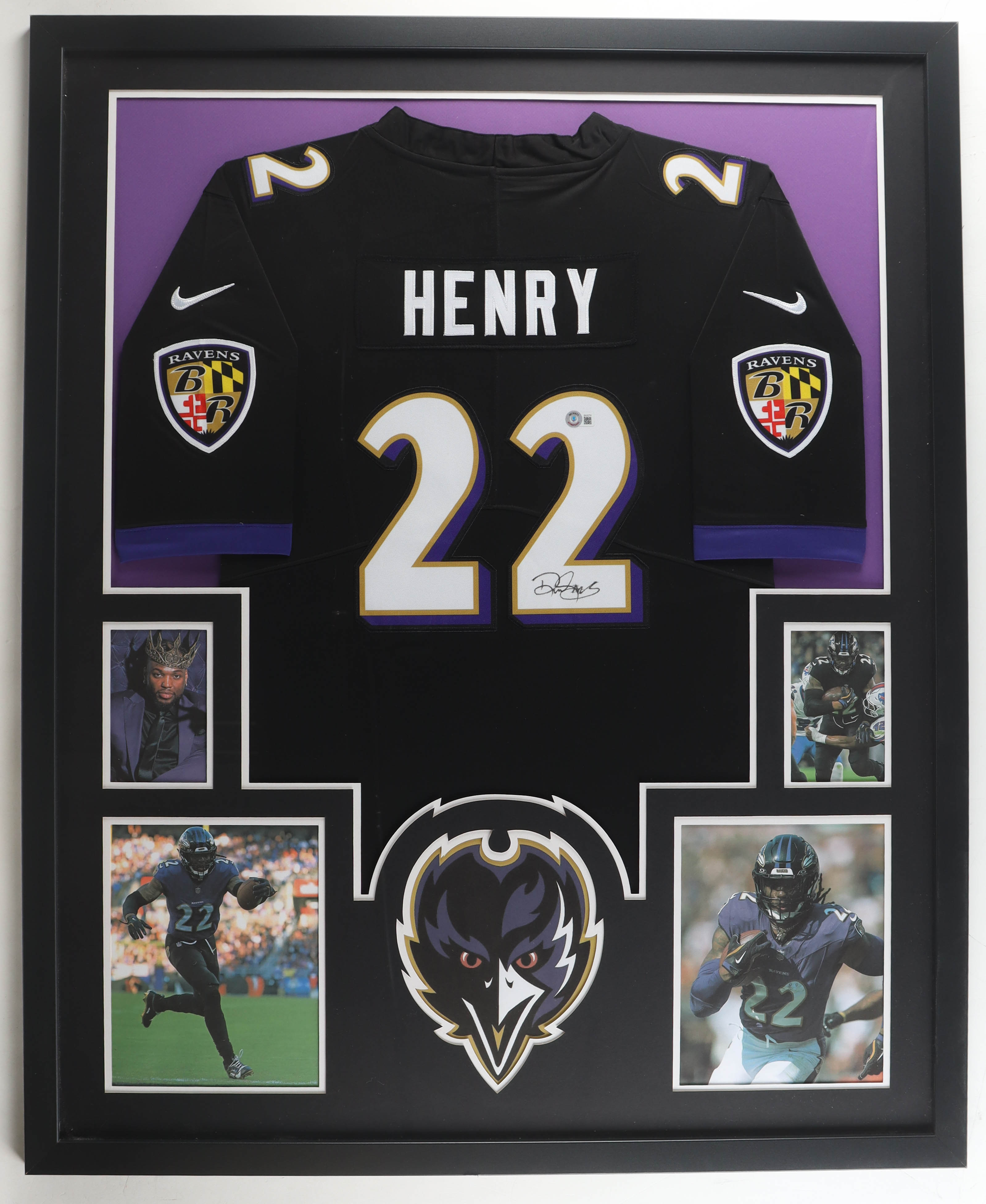 Derrick Henry Signed Ravens Custom Framed Jersey Display (Beckett) at PristineAuction.com Derrick Henry Signed Ravens Custom Framed Jersey Display (Beckett) at PristineAuction.com