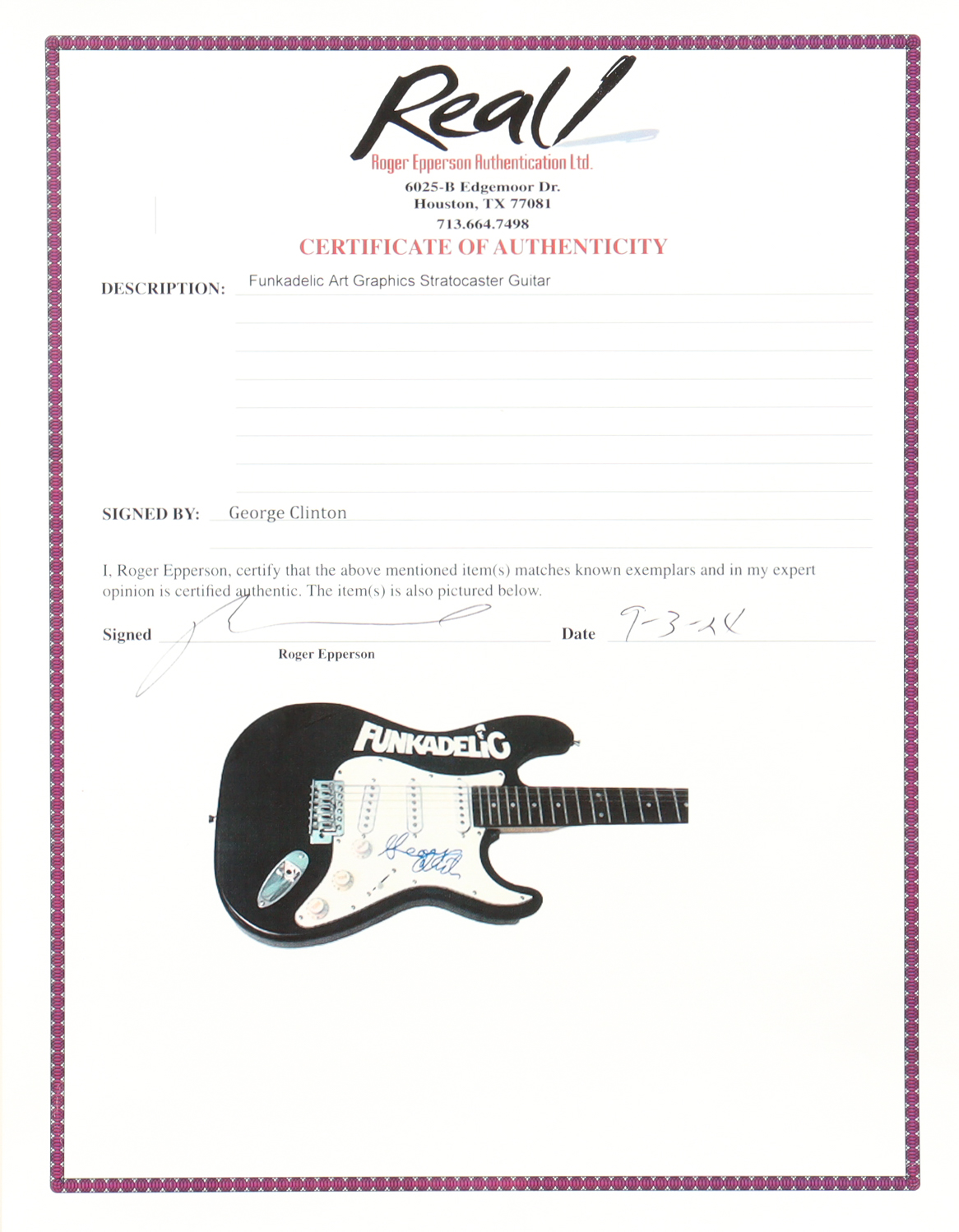 George Clinton Signed Custom Electric Guitar (REAL) at PristineAuction.com George Clinton Signed Custom Electric Guitar (REAL) at PristineAuction.com