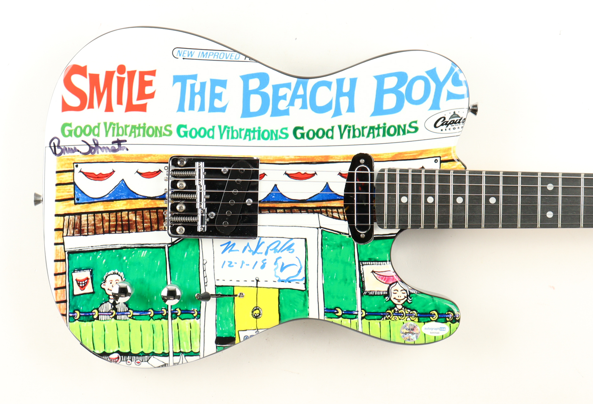 Bruce Johnston & Van Dyke Parks Signed Custom Electric Guitar (ACOA) at PristineAuction.com Bruce Johnston & Van Dyke Parks Signed Custom Electric Guitar (ACOA) at PristineAuction.com