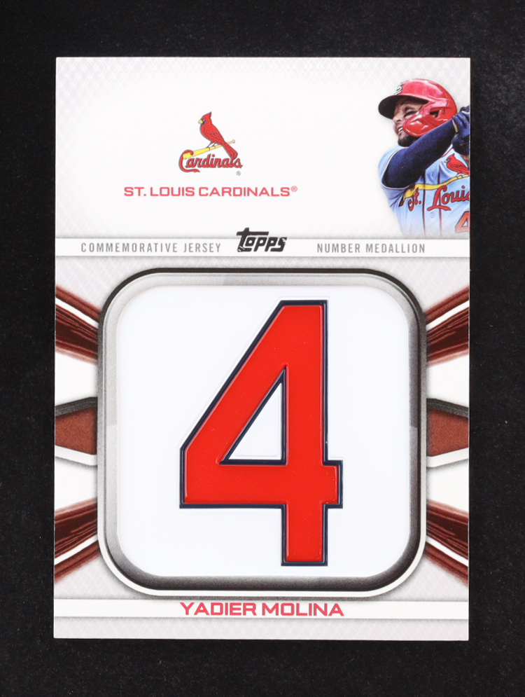 Yadier Molina 2022 Topps Commemorative Jersey Number Medallion Series One #JNM-YM at PristineAuction.com Yadier Molina 2022 Topps Commemorative Jersey Number Medallion Series One #JNM-YM at PristineAuction.com
