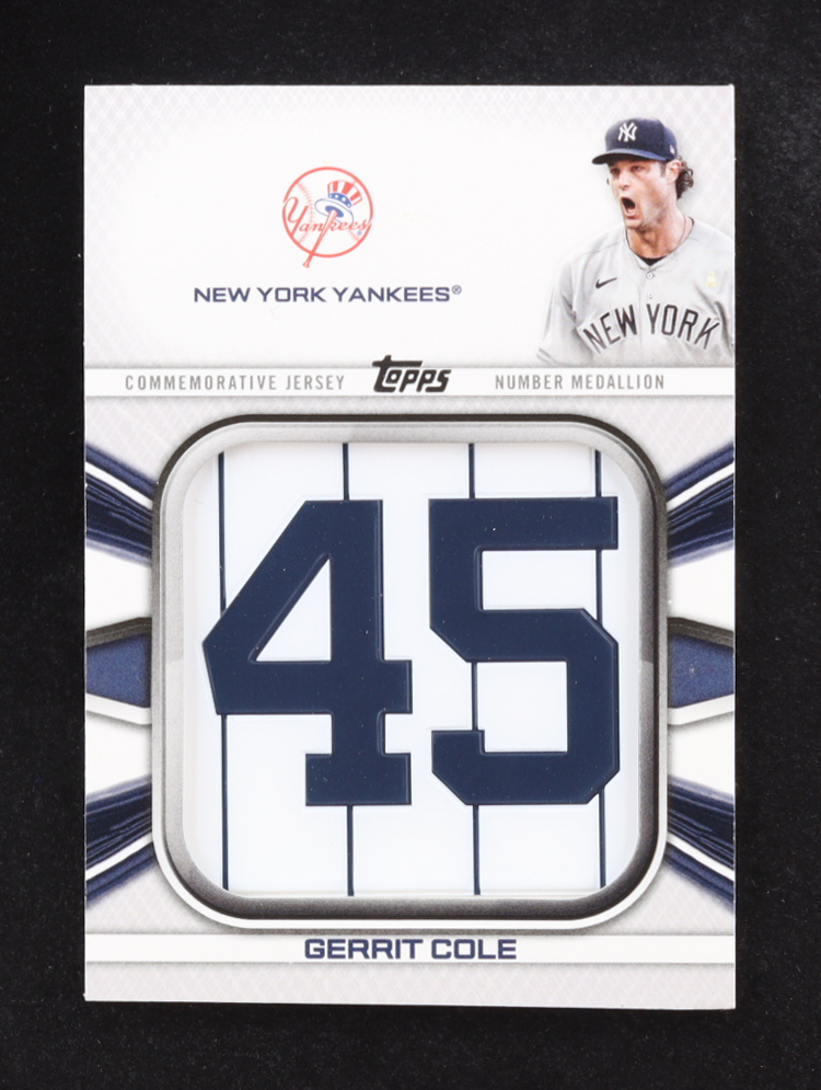Gerrit Cole 2022 Topps Commemorative Jersey Number Medallion Series One #JNM-GC at PristineAuction.com Gerrit Cole 2022 Topps Commemorative Jersey Number Medallion Series One #JNM-GC at PristineAuction.com