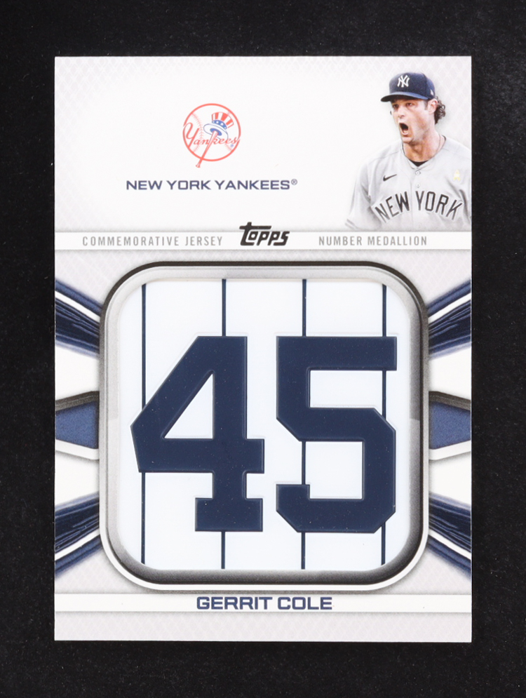 Gerrit Cole 2022 Topps Commemorative Jersey Number Medallion Series One #JNM-GC at PristineAuction.com Gerrit Cole 2022 Topps Commemorative Jersey Number Medallion Series One #JNM-GC at PristineAuction.com