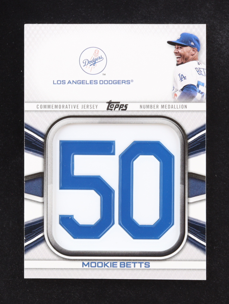 Mookie Betts 2022 Topps Commemorative Jersey Number Medallion Series One #JNM-MB at PristineAuction.com Mookie Betts 2022 Topps Commemorative Jersey Number Medallion Series One #JNM-MB at PristineAuction.com