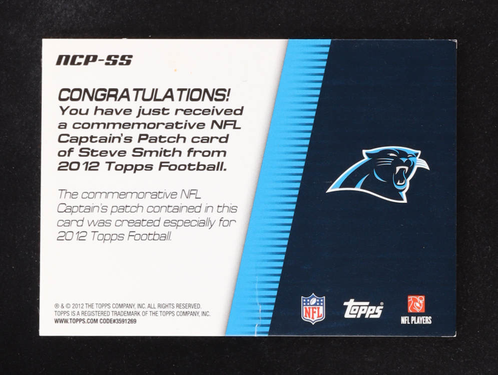 Steve Smith 2012 Topps NFL Captain Patch #NCP-SS at PristineAuction.com Steve Smith 2012 Topps NFL Captain Patch #NCP-SS at PristineAuction.com
