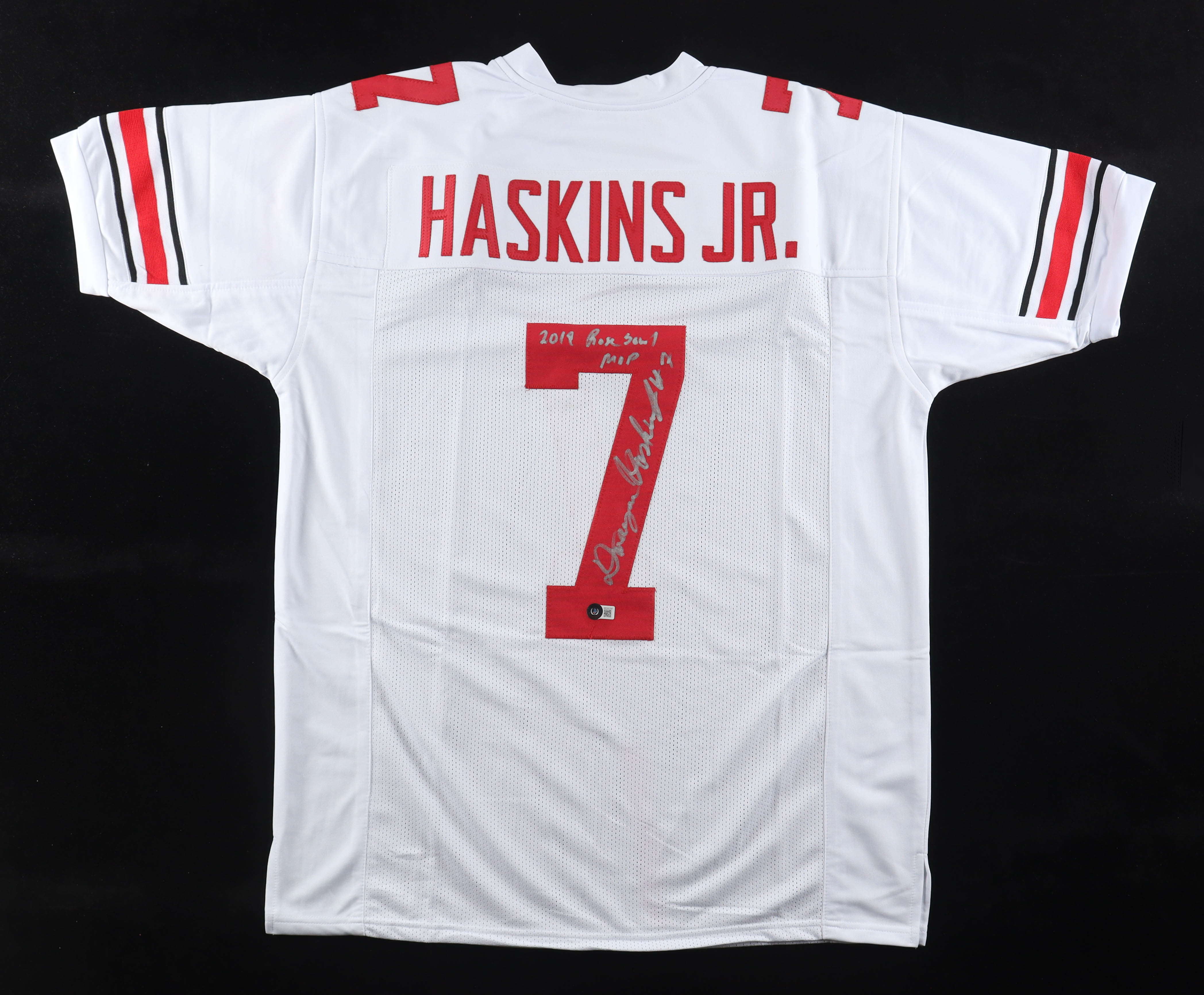 Dwayne Haskins Jr. Signed Jersey Inscribed "2019 Rose Bowl MVP" (Beckett) at PristineAuction.com Dwayne Haskins Jr. Signed Jersey Inscribed "2019 Rose Bowl MVP" (Beckett) at PristineAuction.com