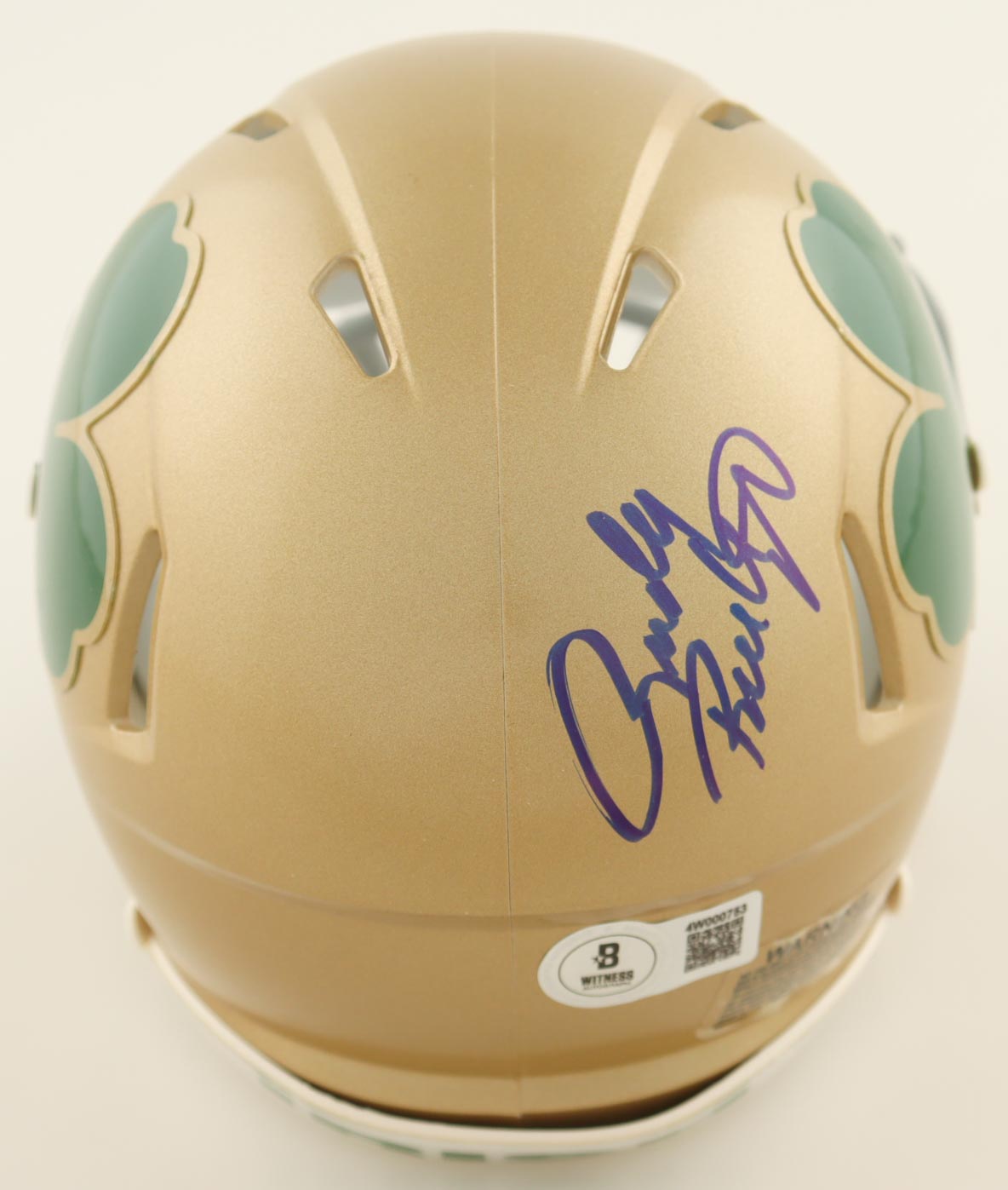 Rudy Ruettiger Signed Notre Dame Fighting Irish Speed Mini Helmet Inscribed "Never Quit" (Beckett) at PristineAuction.com Rudy Ruettiger Signed Notre Dame Fighting Irish Speed Mini Helmet Inscribed "Never Quit" (Beckett) at PristineAuction.com
