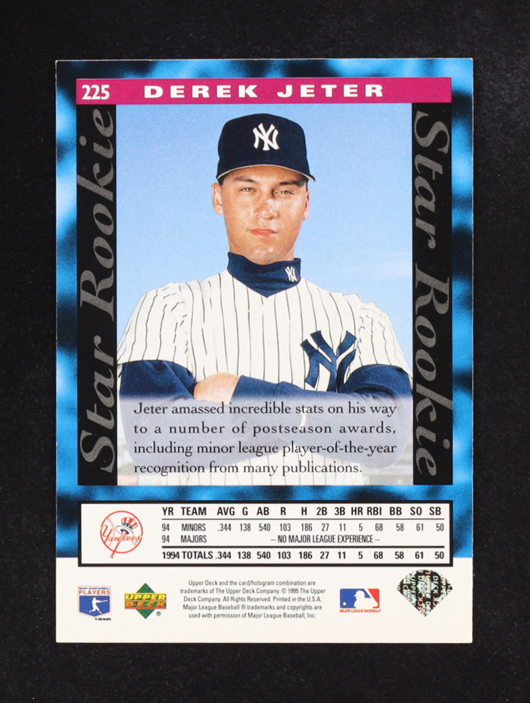 Derek Jeter 1995 Upper Deck Star Rookie #225 RC at PristineAuction.com Derek Jeter 1995 Upper Deck Star Rookie #225 RC at PristineAuction.com