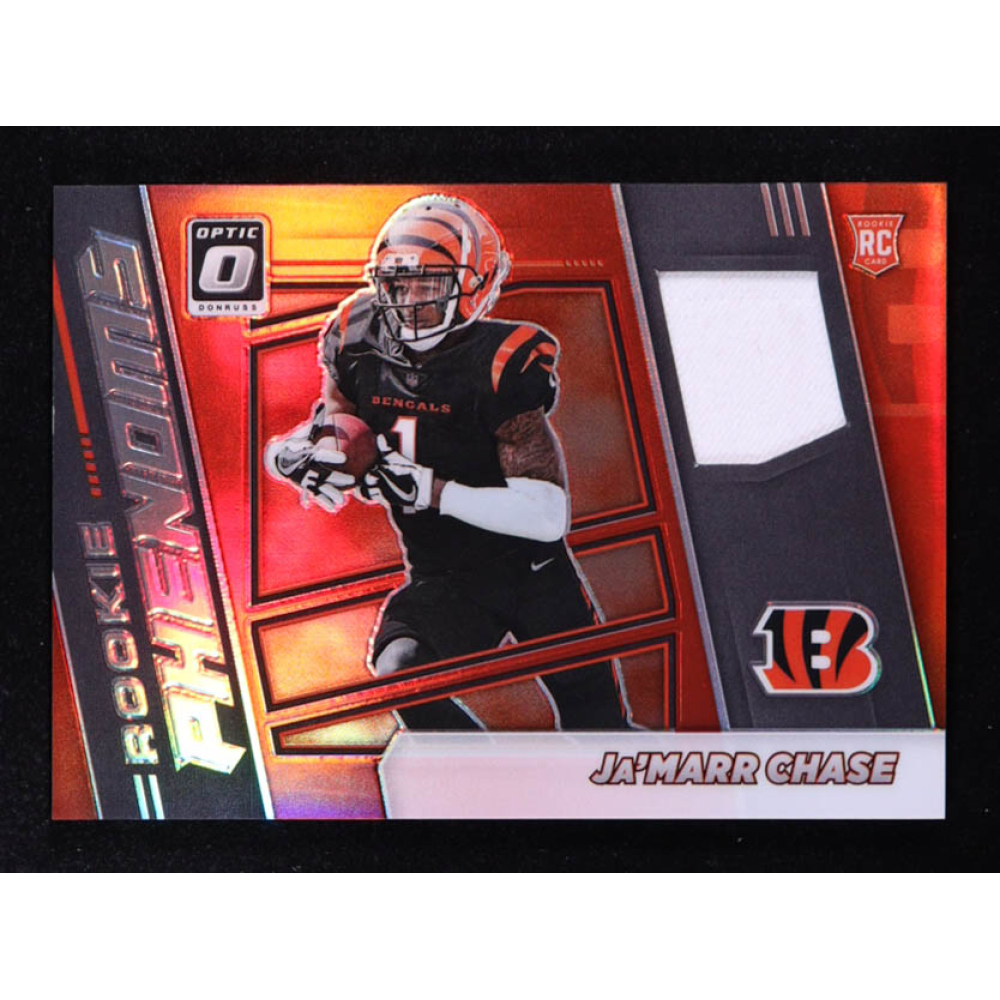 Ja'Marr Chase 2021 Donruss Optic Rookie Phenoms Jerseys Horizontal Red #7 RC at PristineAuction.com