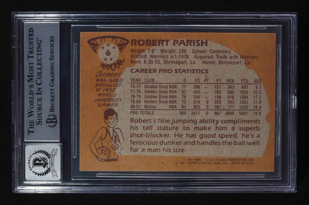 Robert Parish Signed 1981-82 Topps #6 (BGS | Autograph Graded 10) at PristineAuction.com Robert Parish Signed 1981-82 Topps #6 (BGS | Autograph Graded 10) at PristineAuction.com