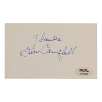 Glen Campbell Signed 3x5 Cut Inscribed "Thanks" (PSA) at PristineAuction.com