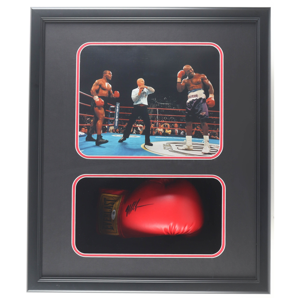 Mike Tyson Signed Custom Framed Shadowbox Boxing Glove Display (JSA & Tyson) at PristineAuction.com