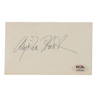 Anjelica Huston Signed 3x5 Cut (PSA) at PristineAuction.com