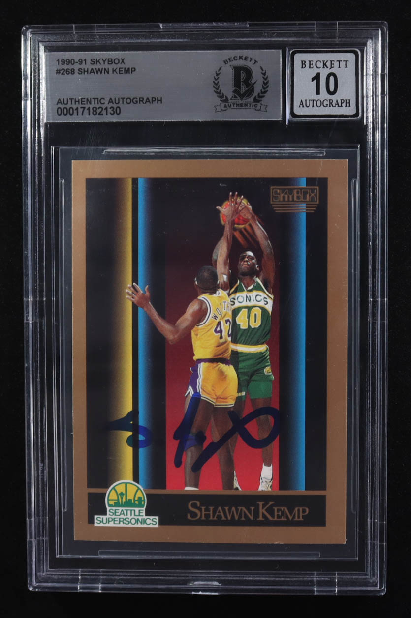 Shawn Kemp Signed 1990-91 Skybox #268 RC (BGS | Autograph Graded 10) at PristineAuction.com Shawn Kemp Signed 1990-91 Skybox #268 RC (BGS | Autograph Graded 10) at PristineAuction.com